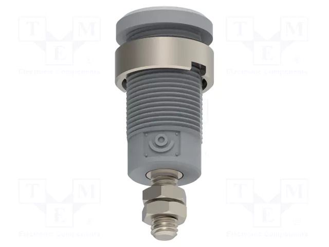 Connector: 4mm banana; socket; 25A; grey; nickel plated; M4; 34mm ELECTRO-PJP PJP3265-C-G