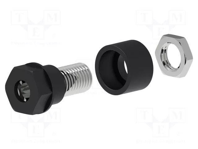 Connector: 4mm banana; socket; 30VAC; 60VDC; 36A; black; M6; 17.5mm ELECTRO-PJP PJP3240-C-N