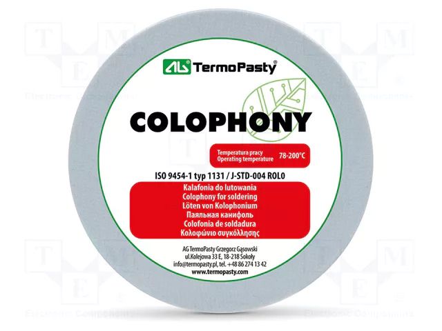 Flux: rosin based; resin; can; 20ml; Signal word: Warning AG TERMOPASTY KALAFONIA-20