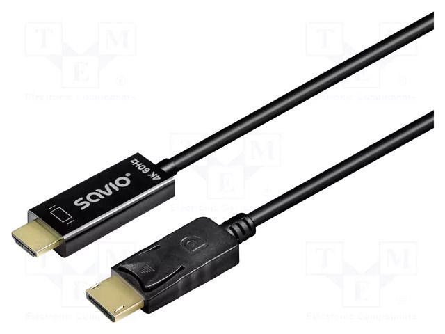Cable; DisplayPort plug,HDMI plug; 4K,UHD 2160p; Len: 1.5m; black SAVIO SAVKABELCL-189