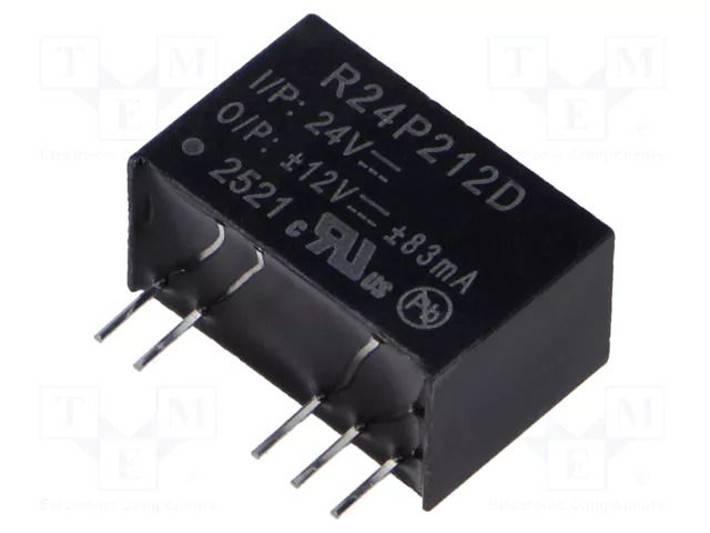 Converter: DC/DC; 2W; Uin: 21.6÷26.4VDC; Uout: 12VDC; Uout2: -12VDC RECOM R24P212D