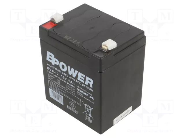 Re-battery: acid-lead; 12V; 6Ah; AGM; maintenance-free; BV; 1.91kg BPOWER ACCU-BV6-12T1/BP