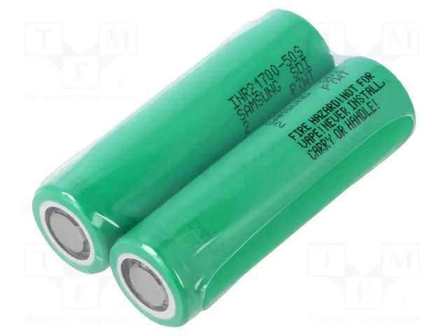 Re-battery: Li-Ion; 21700; 3.6V; 5000mAh; Ø21.3x70.6mm; 25A SAMSUNG SDI ACCU-INR21700-50S