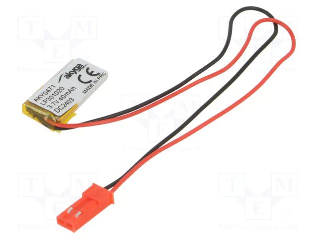 Re-battery: Li-Po; 3.7V; 40mAh; cables,JST SYP-02T-1 socket AKYGA BATTERY AKY-LP301020