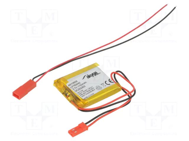 Re-battery: Li-Po; 3.7V; 1150mAh; cables,JST SYP-02T-1 socket AKYGA BATTERY AKY-LP783442