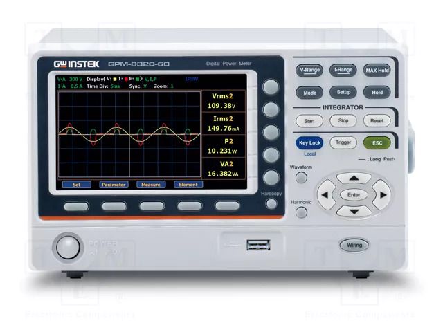 Meter: power; LCD TFT 5"; True RMS; 60A; 1kV; 100mHz÷100kHz; 35VA GW INSTEK GPM-8320-60