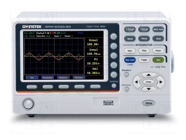 Meter: power; LCD TFT 5"; True RMS; 60A; 1kV; 100mHz÷100kHz; 35VA GW INSTEK GPM-8330-60/DA12