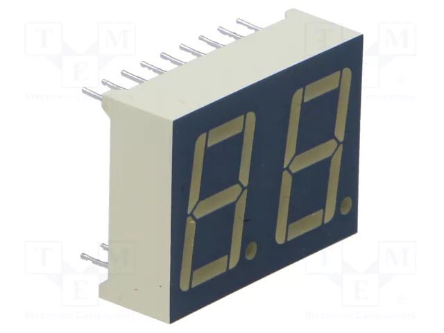 Display: LED; 7-segment; 14.22mm; 0.56"; No.char: 2; red; 31÷85mcd KINGBRIGHT ELECTRONIC DC56-11SURKWA