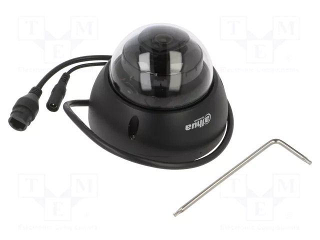 Camera: CCTV IP; Dim: Ø109.9x81mm; black; -40÷60°C; IP67; 12VDC DAHUA 6923172578662