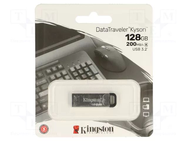 Pendrive; USB 3.2 Gen 1; 128GB; R: 200MB/s; W: 60MB/s; silver; USB A KINGSTON TECHNOLOGY DTKN/128GB