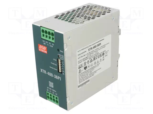 Power supply: switching; for DIN rail; 480W; 36VDC; 0÷13.4A; OUT: 1 MEAN WELL XTR-480-36PI
