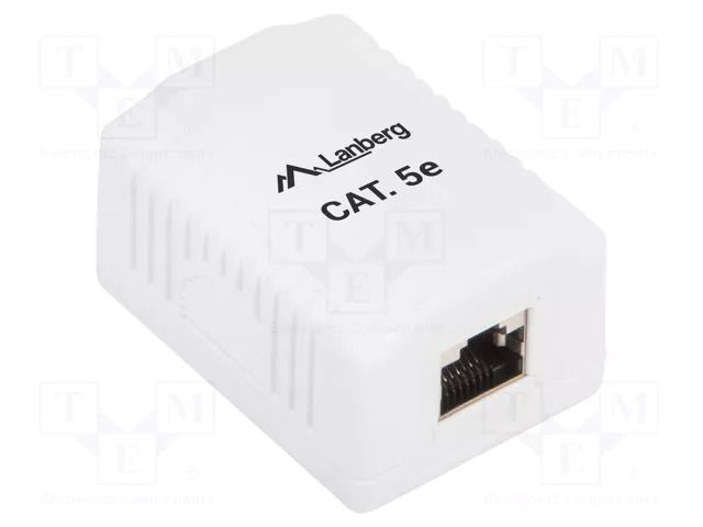 Wall socket; white; Cat: 5e; RJ45 socket; wall mount; IP20 LANBERG OS5-0001-W