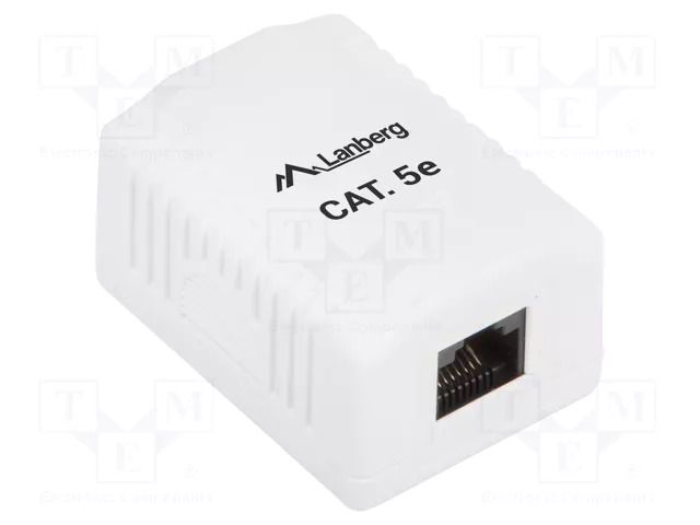 Wall socket; white; Cat: 5e; RJ45 socket; wall mount; IP20 LANBERG OU5-0001-W
