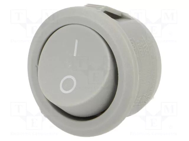 ROCKER; SPST; Pos: 2; OFF-ON; 6A/250VAC; grey; none; Body: grey; round ORNO OR-AE-13180/G