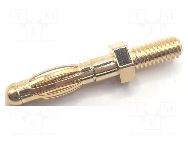 Connector: 4mm banana; plug; 35A; 29mm; gold-plated; M4; brass MUELLER ELECTRIC BU-168-M4-9MM