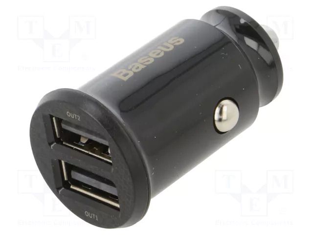 USB power supply; USB A socket x2; Sup.volt: 12÷24VDC; black BASEUS CCALL-ML01