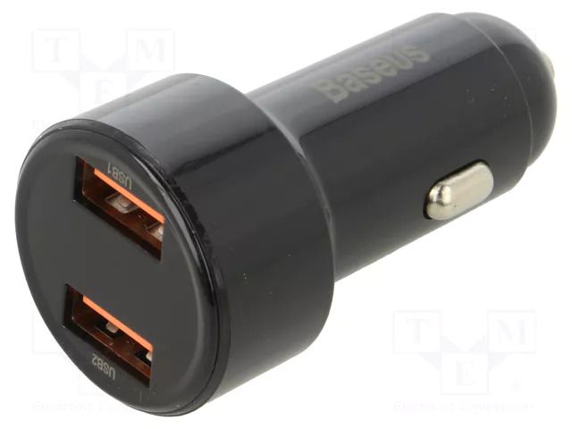 USB power supply; USB A socket x2; Sup.volt: 12÷24VDC; 45W; black BASEUS CCMLC20A-01