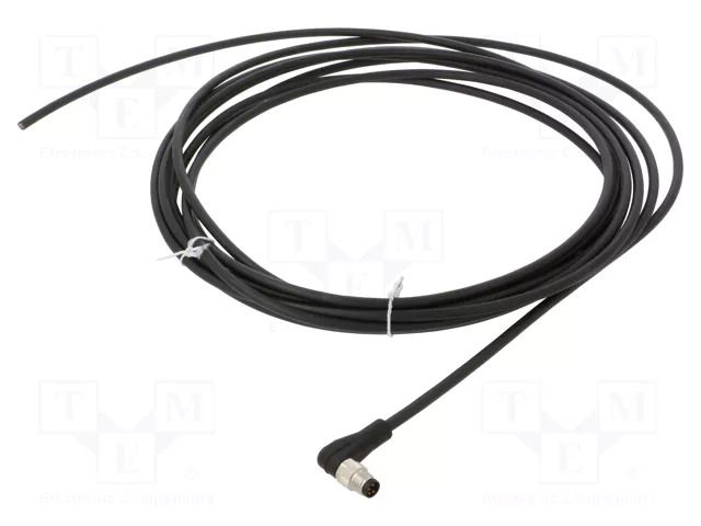Cable: for sensors/automation; M8; PIN: 4; angled; 5m; plug; 60VDC BINDER 773403000050004-05