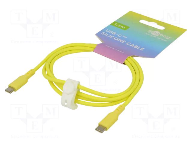 Cable; USB 2.0; USB C plug,both sides; 1.5m; yellow; silicone GOOBAY GOOBAY-77742