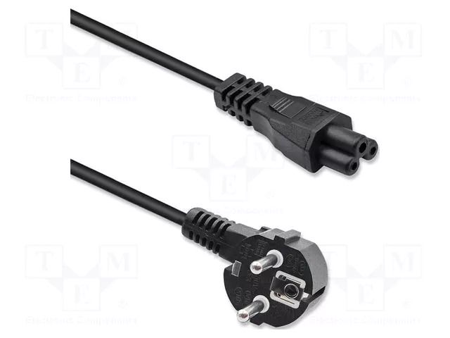 Cable; 3x1mm2; CEE 7/7 (E/F) plug angled,IEC C5 female; PVC QOLTEC QOLTEC-50458