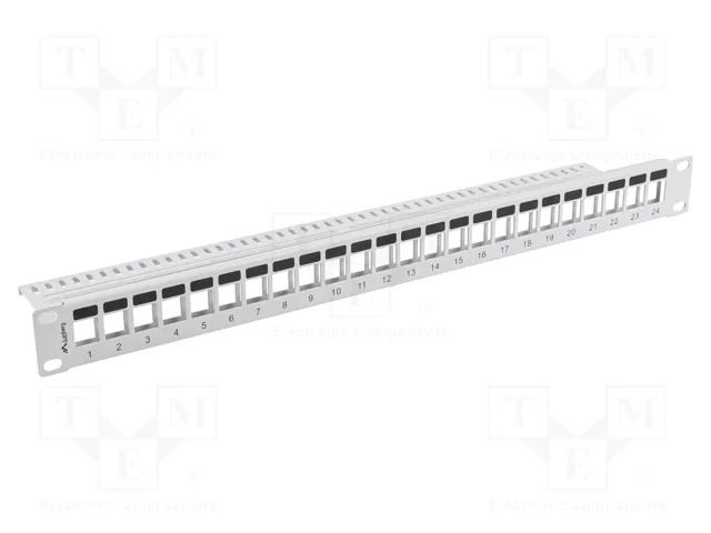 Patch panel; white; Number of ports: 24; Standard: 19"; rack 19" LANBERG PPKS-1024-S
