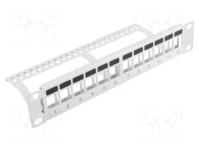 Patch panel; white; Number of ports: 12; Standard: 10"; rack 10" LANBERG PPKS-9112-S