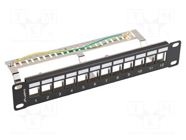 Patch panel; black; Number of ports: 12; Standard: 10"; rack 10" LANBERG PPKS-9212-B