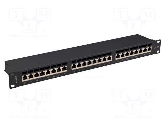 Patch panel; black; Number of ports: 24; Standard: 19"; Cat: 6a LANBERG PPSA-1024-B