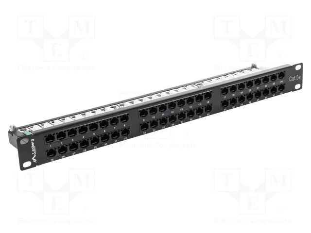 Patch panel; black; Number of ports: 48; Standard: 19"; Cat: 5e LANBERG PPU5-1048-B