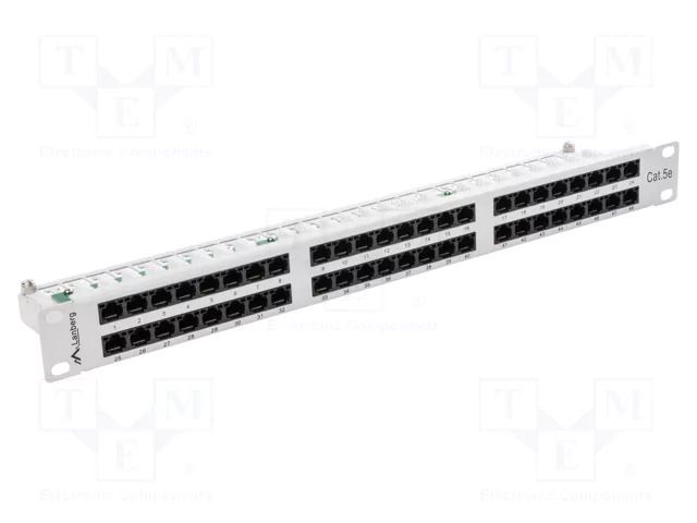 Patch panel; white; Number of ports: 48; Standard: 19"; Cat: 5e LANBERG PPU5-1048-S
