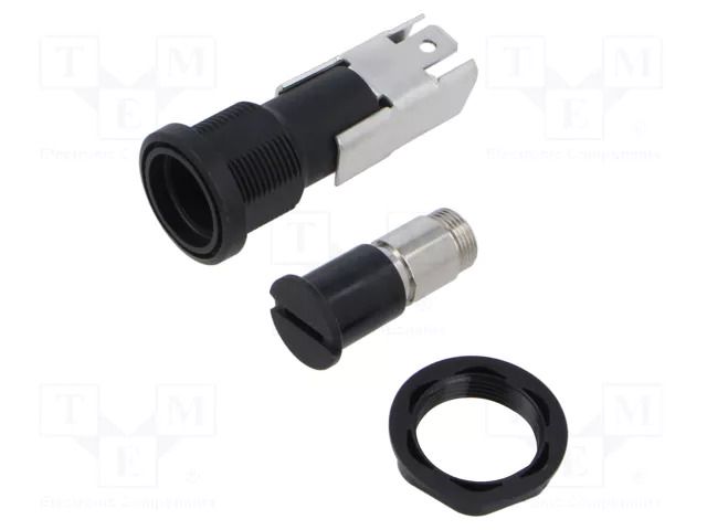 Fuse holder; 5x20mm; 16A; 250VAC; FIZ; on panel; black; UL94V-0 SCHURTER 0031.2203