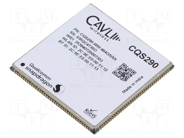 Module: LTE; Down: 50Mbps; Up: 150Mbps; LGA; SMD; 2G,GNSS,LTE CAT4 CAVLI WIRELESS INCORPORATED CQS290-WW-464GNAN