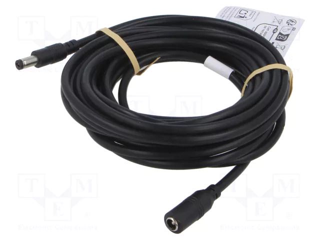 Cable; DC 5,5/2,1 plug,DC 5,5/2,1 socket; straight; black; 5m GOOBAY GOOBAY-76671
