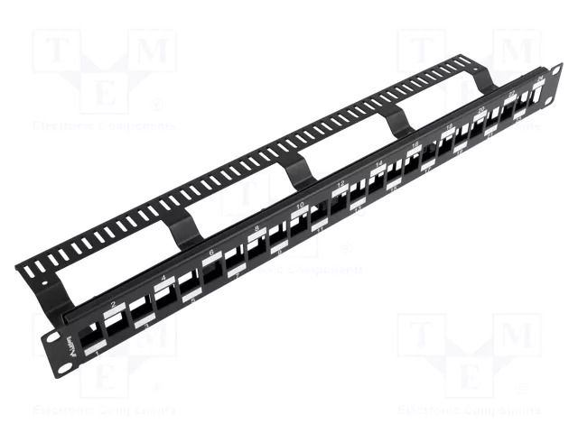 Patch panel; black; Number of ports: 24; Standard: 19"; rack 19" LANBERG PPKS-1224-B