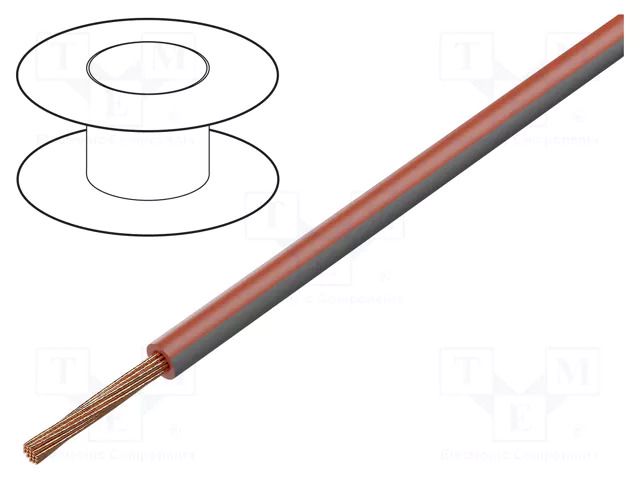 Wire; FLRY-B; 1x0.35mm2; stranded; Cu; PVC; red-grey; 60V; 100m BQ CABLE FLRY-B0.35-RD/GY