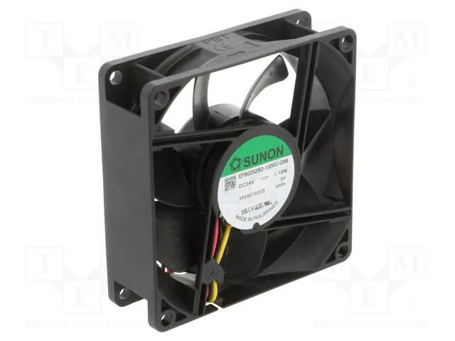 Fan: DC; axial; 24VDC; 80x80x25mm; 62.86m3/h; 30dBA; ball; 2900rpm SUNON EF80252B2-G99-A