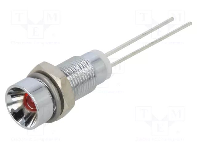 Indicator: LED; recessed; red; 2VDC; Ø6mm; IP40; 2pin; metal; 13mcd CML INNOVATIVE TECHNOLOGIES 19030003