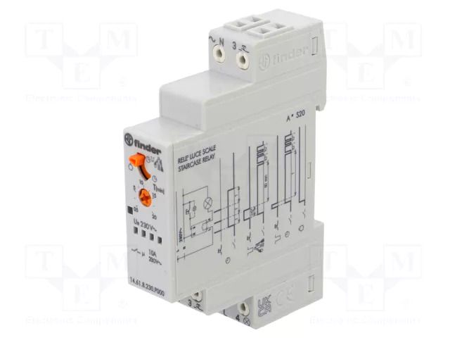 Staircase timer; for DIN rail mounting; 230VAC; SPST-NO; IP20 FINDER 14.61.8.230.P000