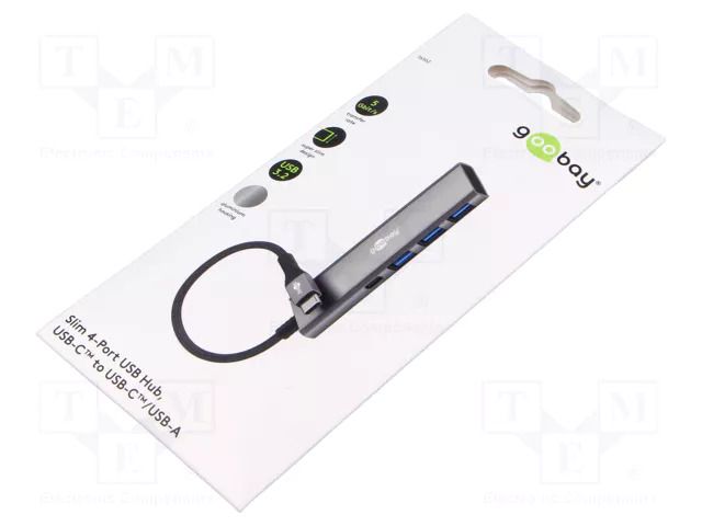 Hub USB; USB A socket x3,USB C socket,USB C plug; USB 3.2; grey GOOBAY GOOBAY-76562