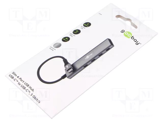 Hub USB; USB C socket x4,USB C plug; USB 3.2; grey; 5Gbps; 0.115m GOOBAY GOOBAY-76564