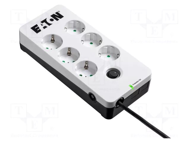 Plug socket strip: protective; Sockets: 6; 250VAC; 10A; IP20 EATON ELECTRIC EATON-PB6D