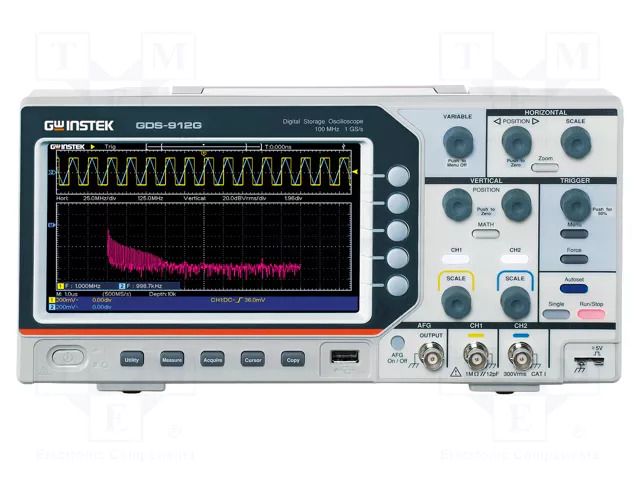 Oscilloscope: digital; Ch: 2; 100MHz; 1Gsps; 20Mpts; colour,LCD 7" GW INSTEK GDS-912G