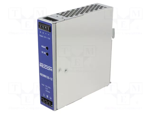 Power supply: switching; for DIN rail; 120W; 12VDC; 10A; 90÷264VAC RECOM REDIIN120-12