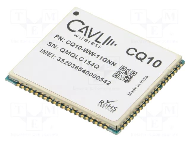 Module: LTE; Down: 10Mbps; Up: 5Mbps; LGA; SMD; 2G,GNSS,LTE CAT1 CAVLI WIRELESS INCORPORATED CQ10-WW-11GNN