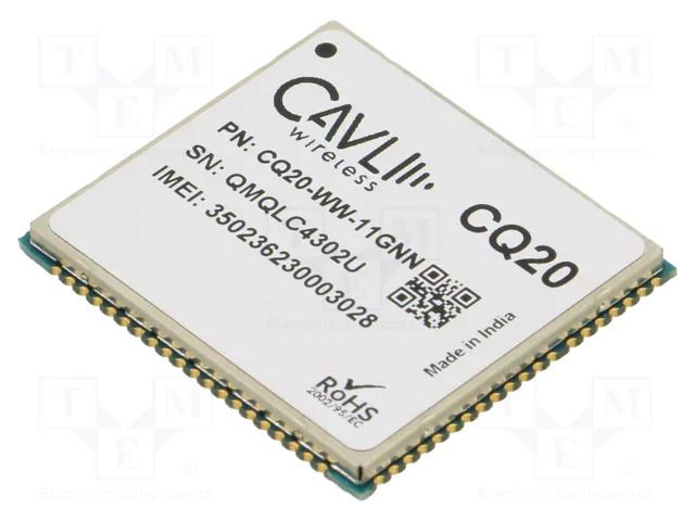 Module: LTE; Down: 50Mbps; Up: 150Mbps; LGA; SMD; 2G,GNSS,LTE CAT4 CAVLI WIRELESS INCORPORATED CQ20-WW-11GNN