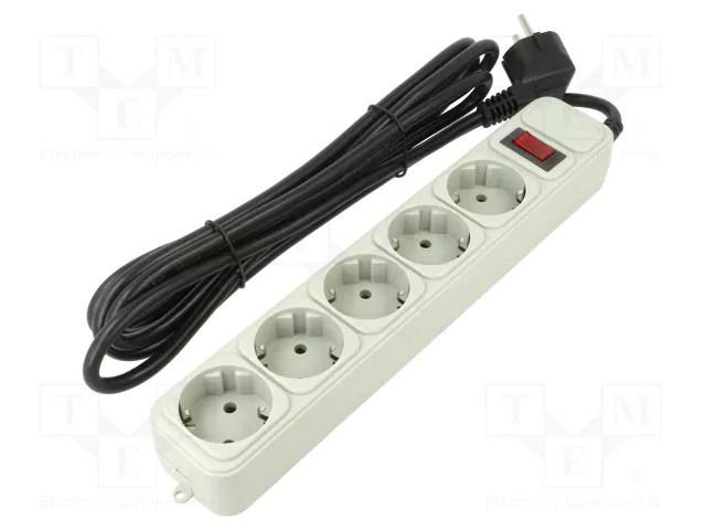Plug socket strip: protective; Sockets: 5; 250VAC; 16A; white; 3m GEMBIRD SPG3-B-10C