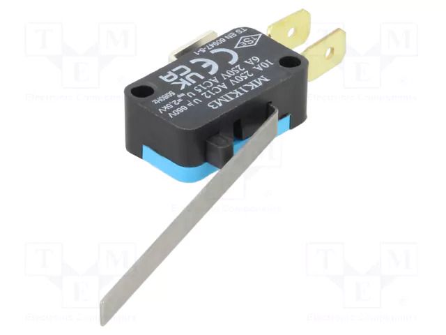 Microswitch SNAP ACTION; 6A/250VAC; with lever; SPDT; ON-(ON) EMAS T0-MK1KIM3