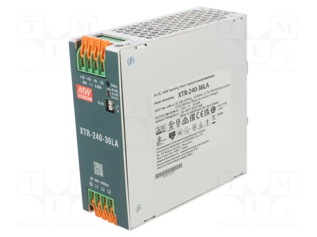 Power supply: switching; for DIN rail; 240W; 36VDC; 0÷6.66A; OUT: 1 MEAN WELL XTR-240-36LA