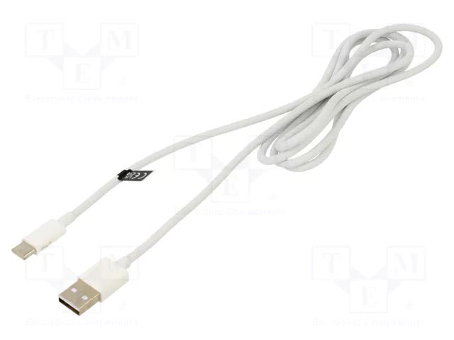 Cable; USB 2.0; USB A plug,USB C plug; 1.5m; white; 480Mbps; 60W LOGILINK CU0322