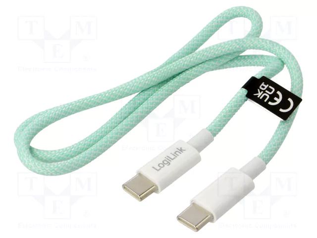 Cable; USB 2.0; USB C plug,both sides; 500mm; green; 480Mbps; 60W LOGILINK CU0346